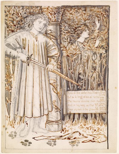Pyramus and Thisbe - Pyramus Draws His Sword to Slay Himself by Edward Burne Jones